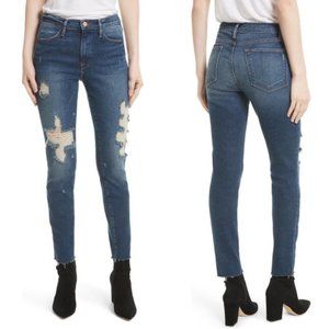 FRAME Le High Skinny Distressed Jeans Raw Hem